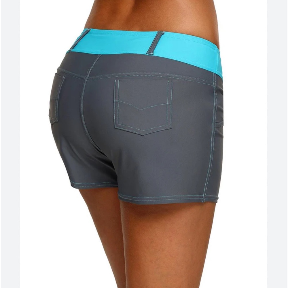 Free Country Womens Swim Shorts in Cloud Grey Mint New With Tags Size XL